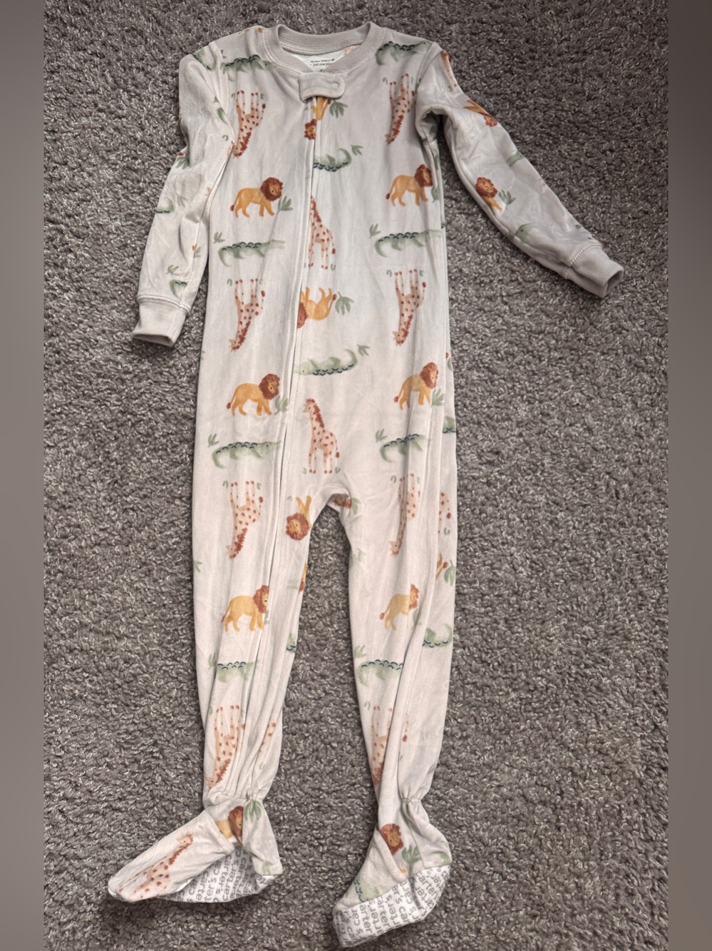 NWOT Carter’s Neutral Safari Animal Footed One-Piece Pajamas -3T
